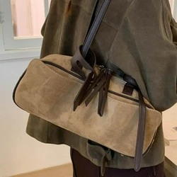 New Fashionable Matte Suede Handbag, Large Capacity, Versatile for Commuting, Single-shoulder Underarm Tote Bag, Baguette Bag