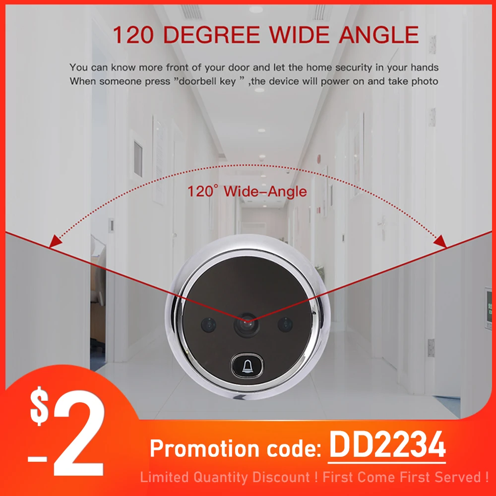 KAK 2.8" LCD Screen Electronic Door Viewer Bell IR Night Door Camera Photo Recording Digital Door Viewer Smart Peephole Doorbell image 2