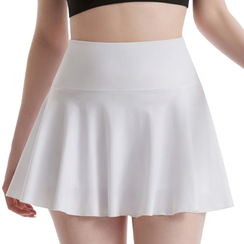 Outdoor Sports Pleated Tennis Skirts High Waisted Casual Elastic Force Short Skirt with Liner Fitness Workout Badminton Clothing