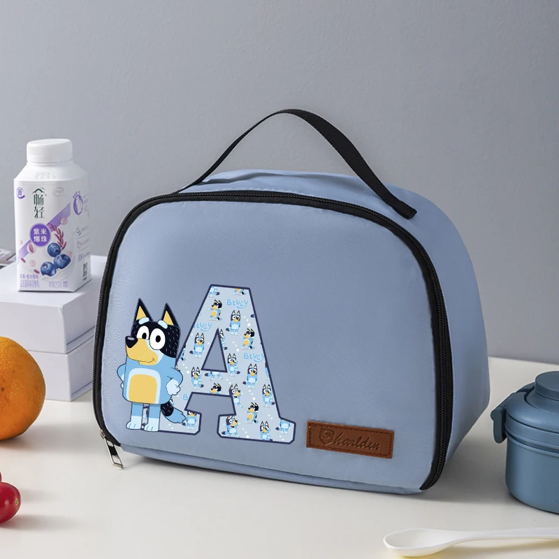 Blueyi Lunch Bag Cartoon A-Z Letter Print Handbag Outdoor Picnic Large Capacity Food Warm Bags Kawaii Portable Storage Bag Gifts