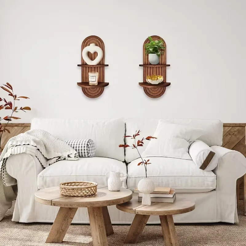 Wood Floating Shelves, Multi-functional Wall-mounted Storage Rack, Suitable for Decoration in Bathrooms, Bedrooms, Kitchens, Living Rooms and Laundry Rooms, Utility Racks - view 3