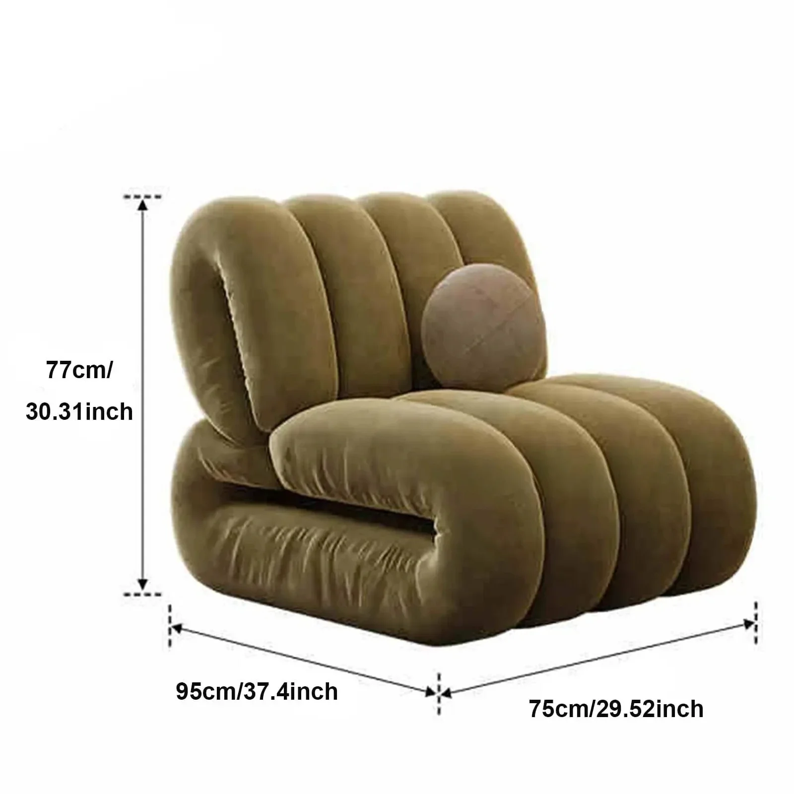Mid Century Accent Sofa Chair Fluffy Velvet Fabric Lounge Wide Upholstered Reading Chair For Living Room,Bedroom,Vanity