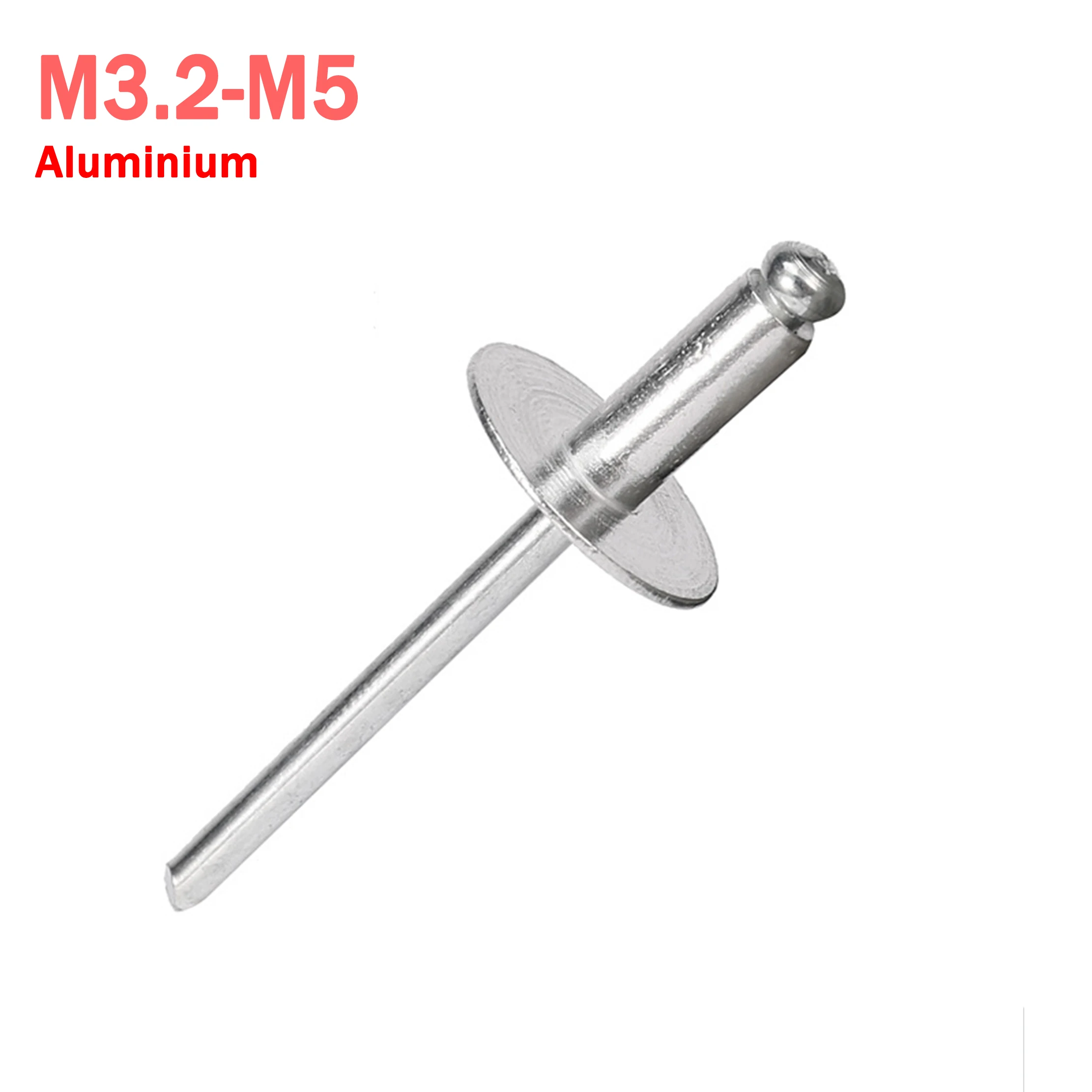 20Pcs Silvery Pop Rivets Extra Large Flange Dome Head Aluminium Body 3.2mm 4.0mm 5mm