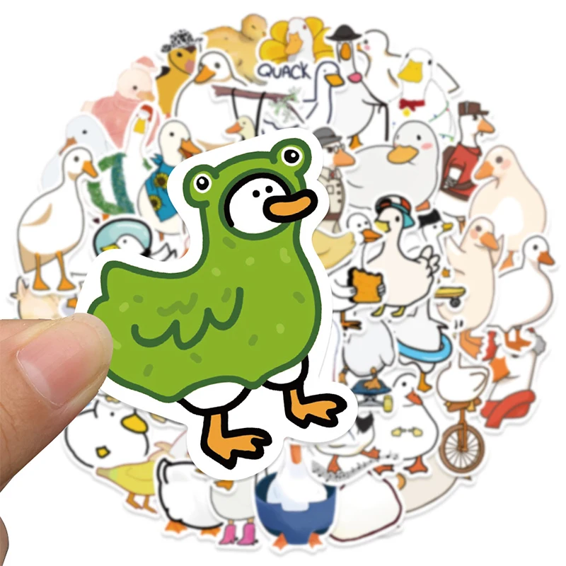 50PCS Cartoon Duck Stickers Funny Cute Duck Waterproof Vinyl Kawaii Decals for Laptop Bumper Water Bottles Computer Luggage