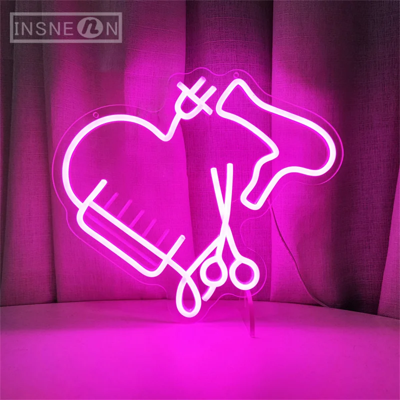 Imagem -06 - Neon Barber Sign For Salon Easy-hang Wall Decor Salão Led Decor Presente Ideal para Cabeleireiros Estúdios de Cabelo Easy-hang