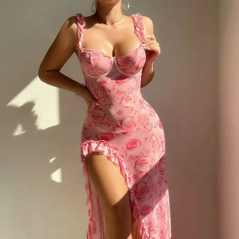 Sex Underwear Printed Perspective Mesh Sexy Suspender Pajamas Flirting Sex Underwear