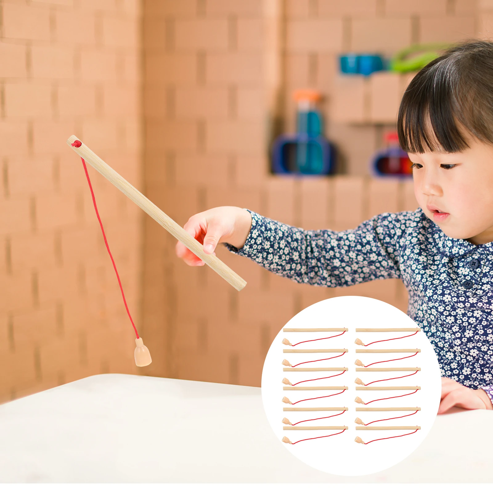 6/12 pezzi di canna da pesca magnetica in legno giocattoli cattura gioco magnete pali da pesca per bambini giocattoli educativi precoci