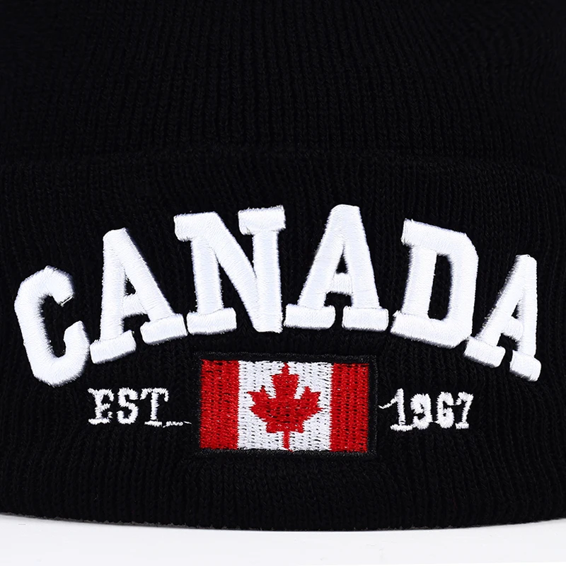 Autumn Winter Knitted hats for men Women Canada Letter embroidery Cotton Caps Autumn hat Casual Boy cap Men Hats