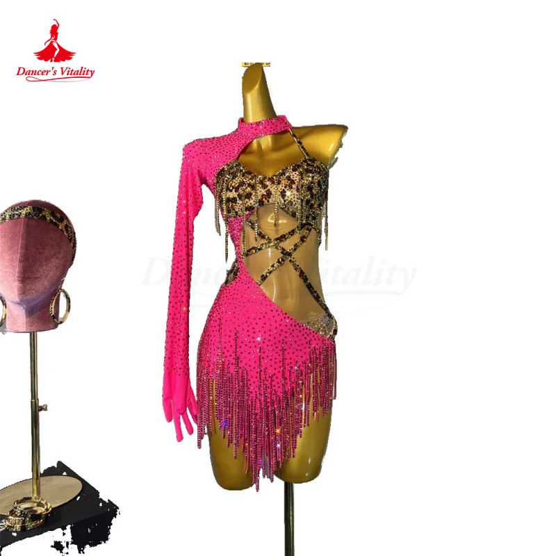 Latin Dance Dress Women Competition Costume Art Examination Professional Cha Cha Lunba Costume Children Latin Tassel Dresses