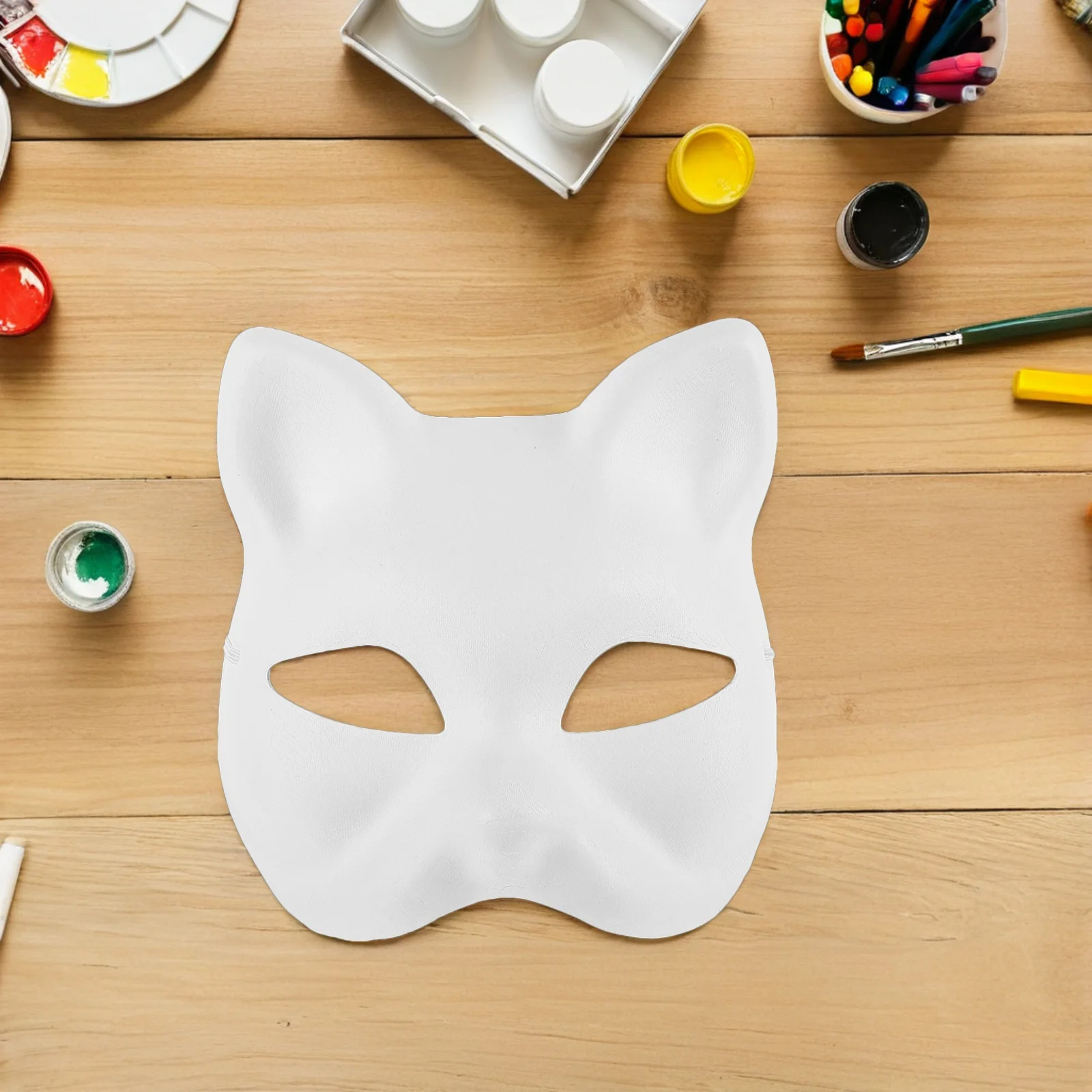 5Pcs Blank Cat Face Mask DIY Paintable Eco-Friendly Pulp Party Halloween Masquerade Costume Accessory Cat Face Mask