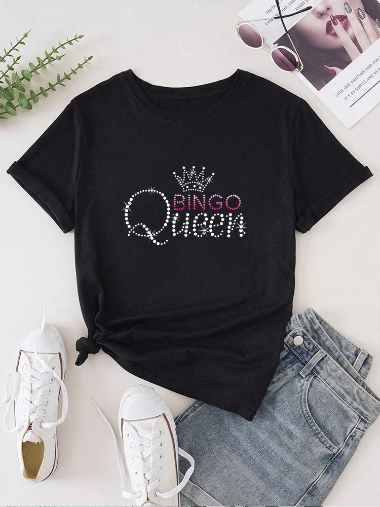 

Queen Crown T-shirt Ladies Fashion T-shirt Ladies T-shirt Short sleeved crew Neck Ladies Y2K Top Vintage Harajuku