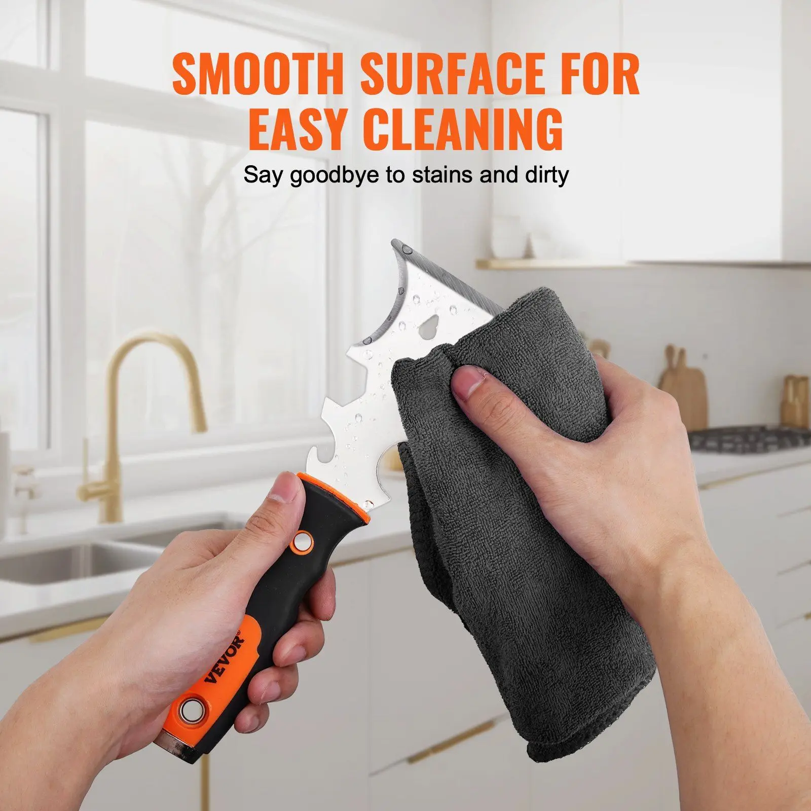 VEVOR 6-teiliges Trockenbau-Messerset, Edelstahl-Farbschaber, Spachtel, 7,6 cm, 10,2 cm, 15,2 cm, 20,3 cm, 12 Zoll, mit Schlammpfanne