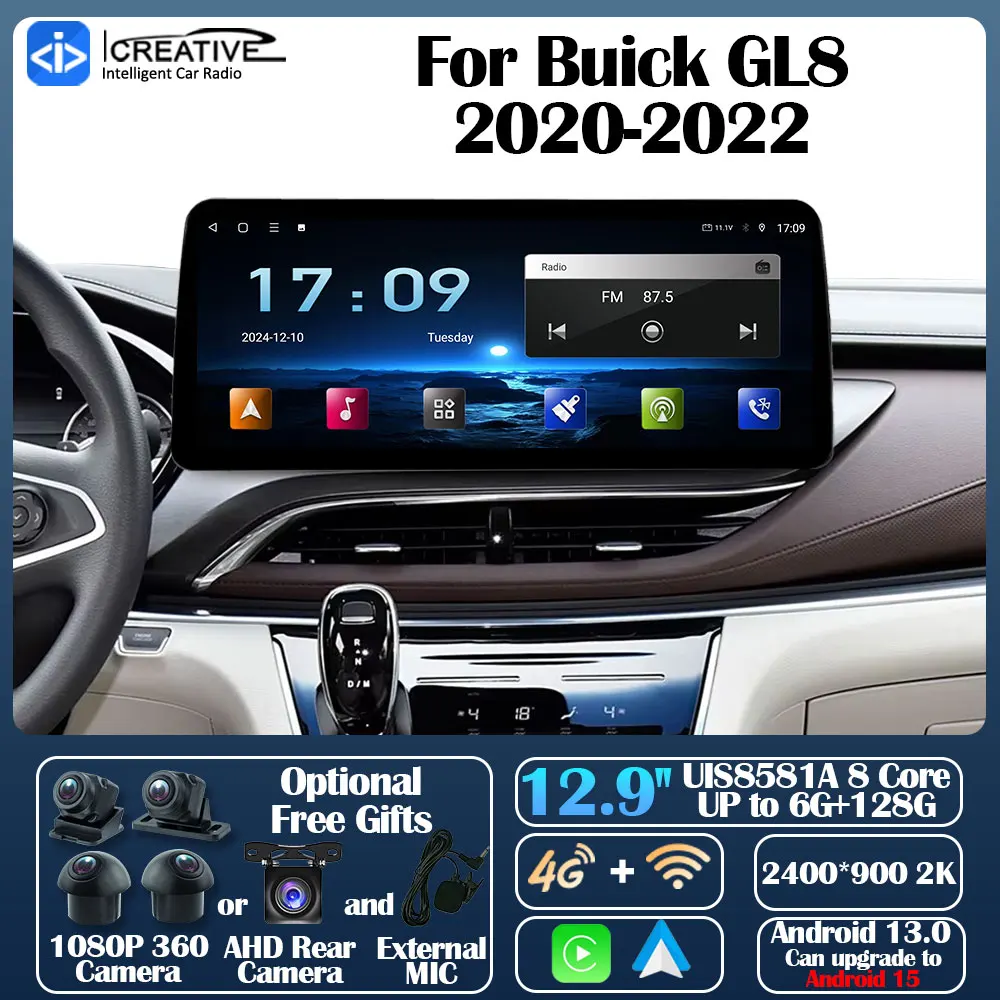 Car Radio For Buick GL8 2020-2022 Android 13 12.9inch Carplay Auto GPS Navi  Multimedia Player Stereo All-in-One Intelligent 5G