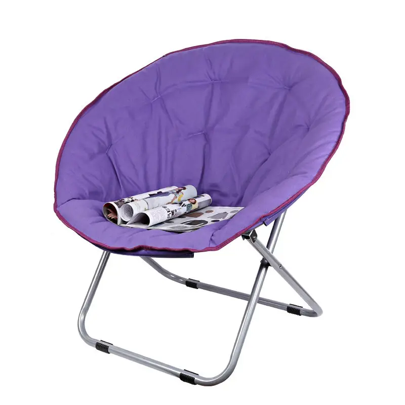 Folding Large Size Round Moon Saucer Camping Chair with Steel Frame Oxford Cloth Padded Seat Portable Moon Chair 7 Colors