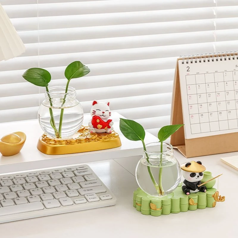 

Симпатичные гидропонные сосуды в форме панды, офисный стол, декоративные маленькие украшения, вазы для входа, цветочные композиции для комнаты, домашний декор