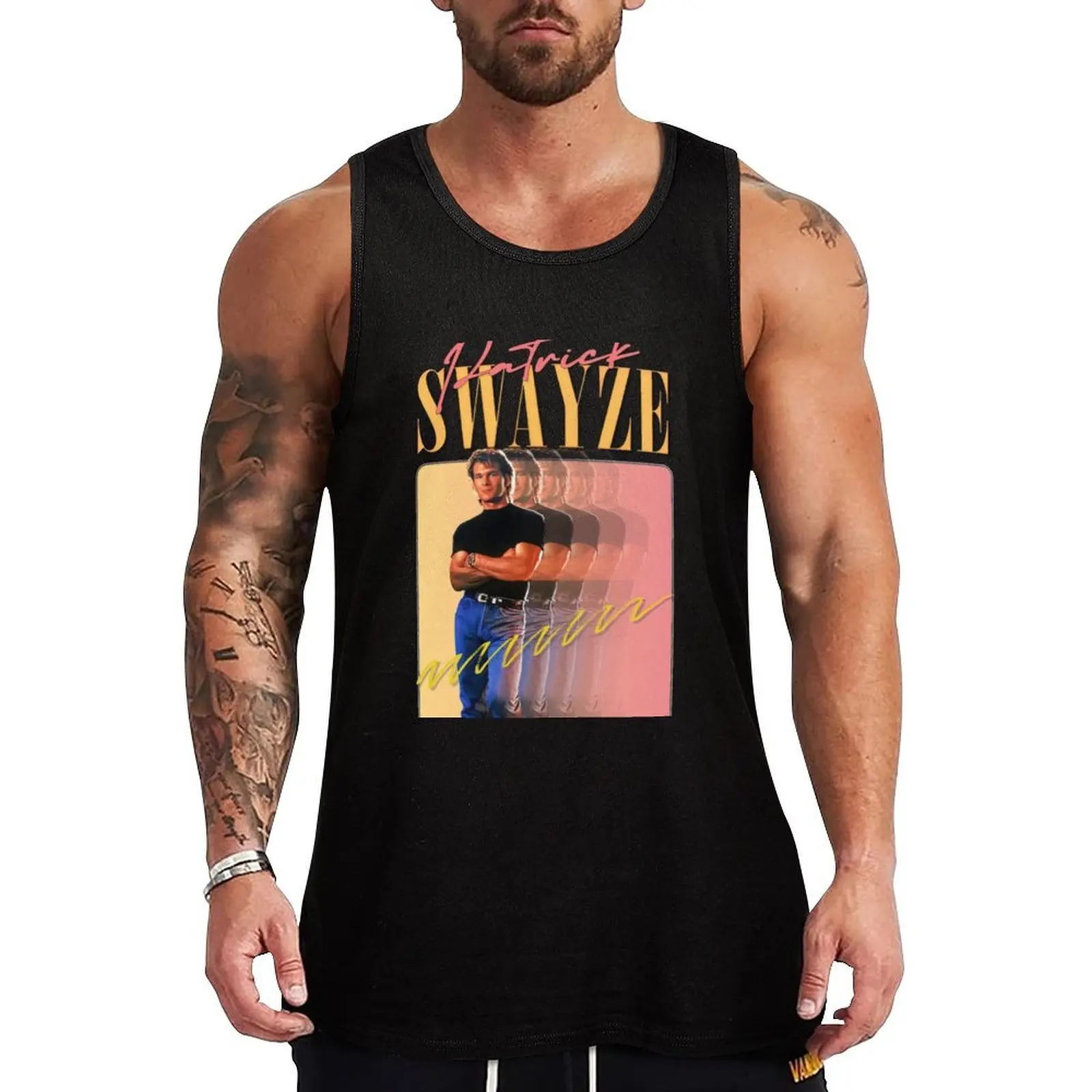 

Patrick Swayze Retro Tank Top Simple Graphic Tank Top Minimal Print Sleeveless