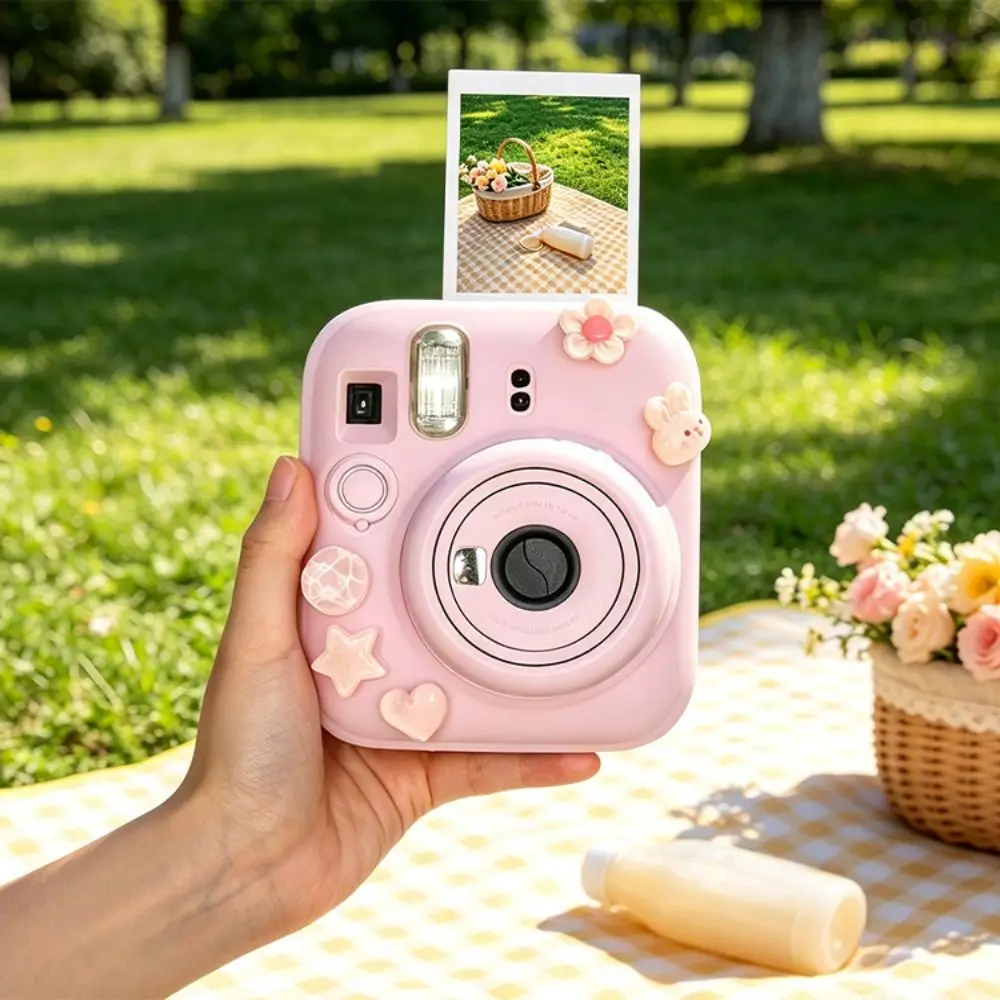Soft Silicone Camera Case DIY Charm Holes Shock Absorbing Protective Shell Close Fitting for Fujifilm Instax Mini 13