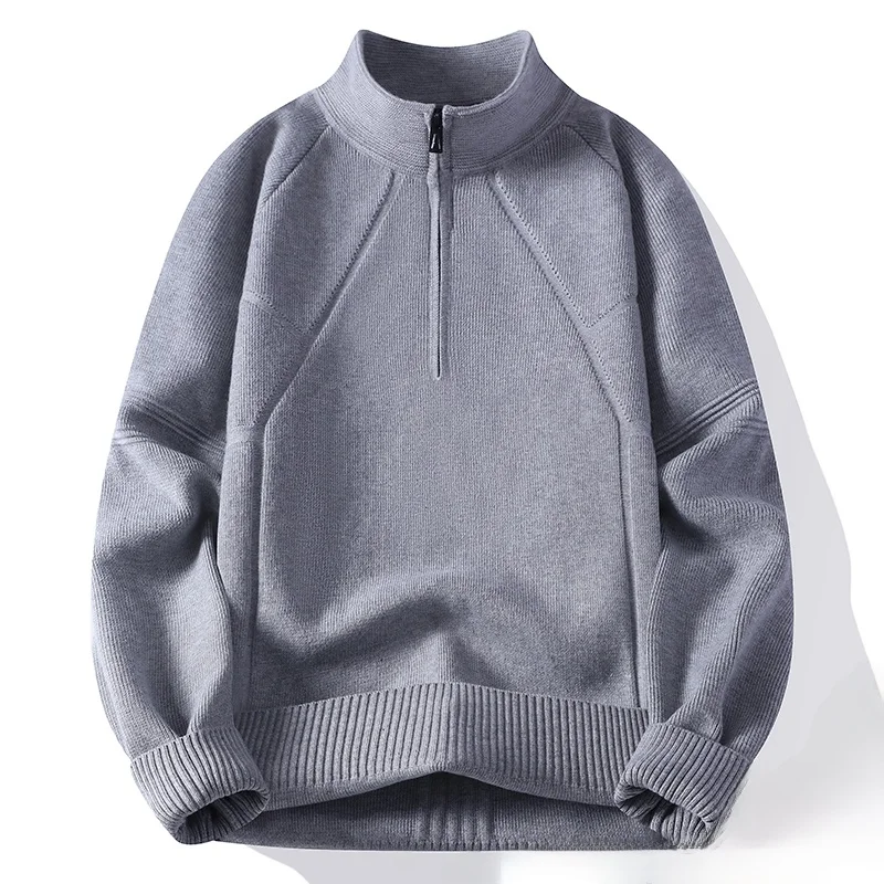 

Мужской свитер свободного кроя с круглым вырезом, повседневный, вязаный, шерстяной, модный, городской стиль, из полиэфирного волокна, с длинными рукавами, осень-зима