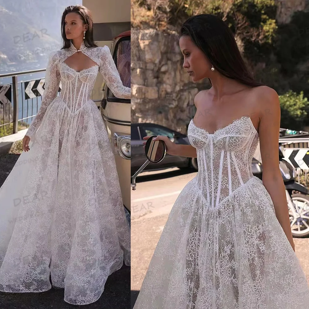 Simple Boat Neck Boho Wedding Dresses A Line Backless Sexy Women's Bridal Gowns Appliques Formal Vestido De Novia Customized