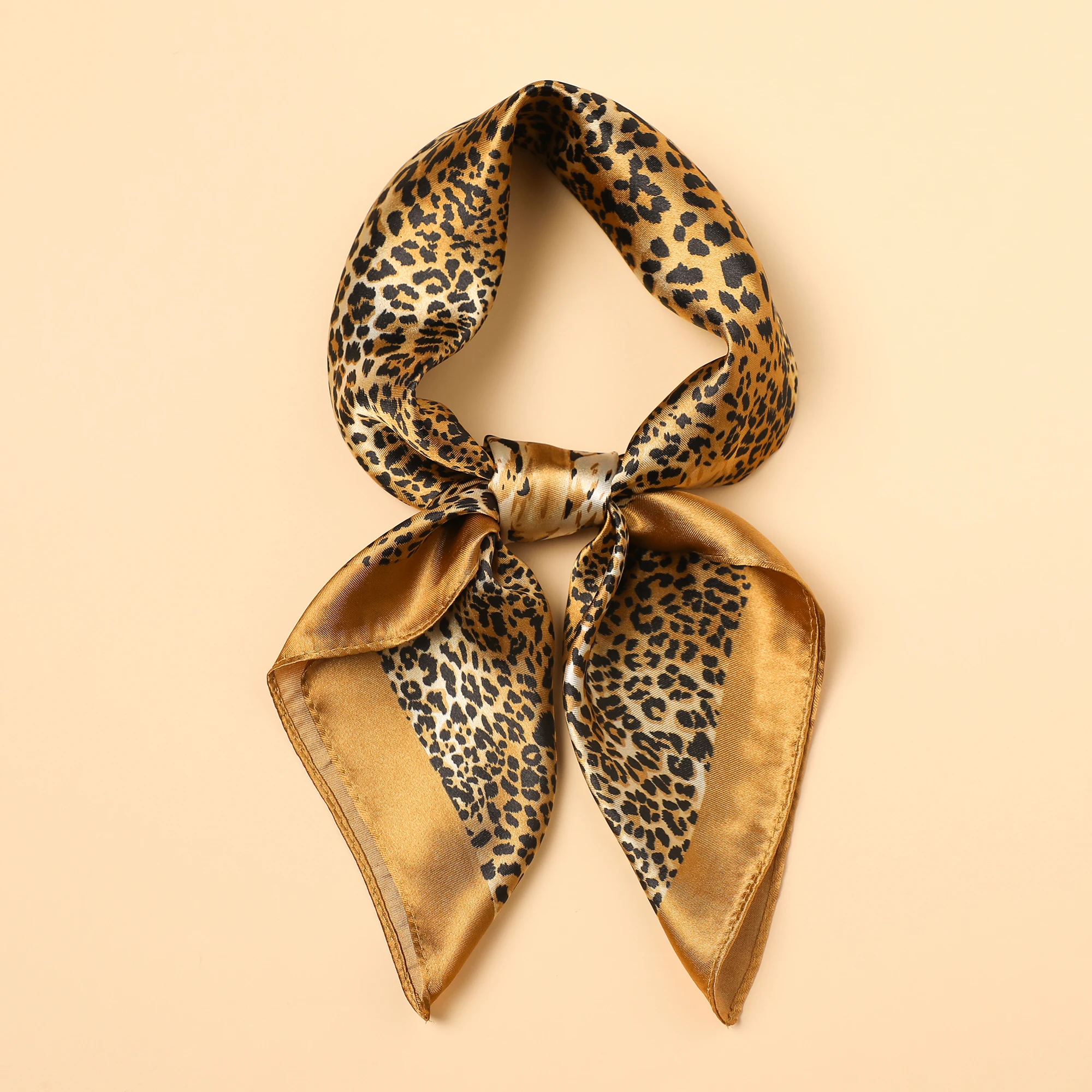 Luxury Leopard print Print Female Silk Neck Scarf Square Hair Scarves Foulard Head Band Shawls Wraps Neckerchief Bandana Women