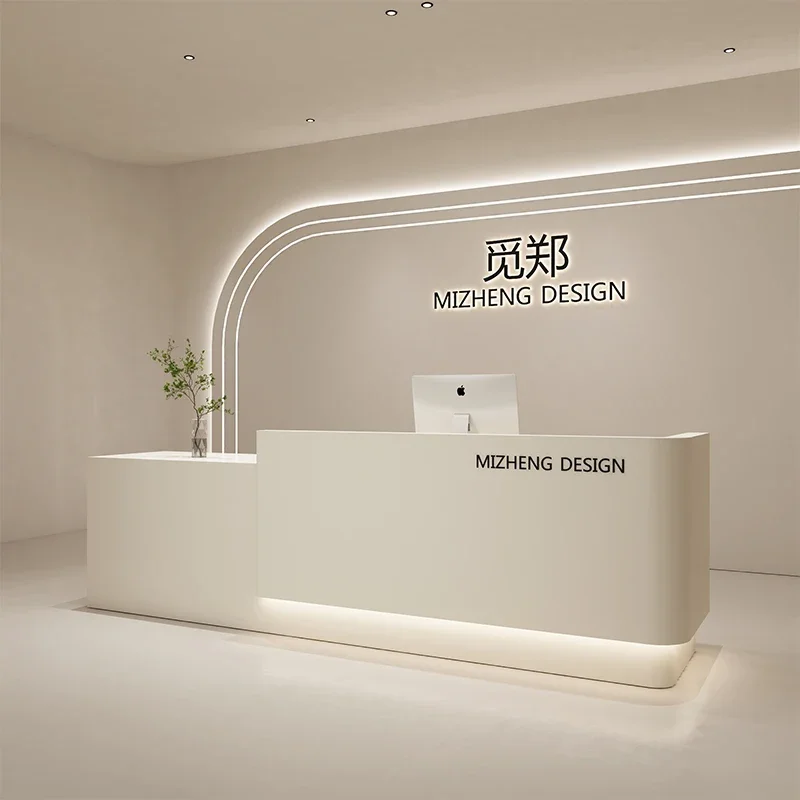 Simple modern clothing store checkout page store small bar table beauty salon manicure barber shop reception desk