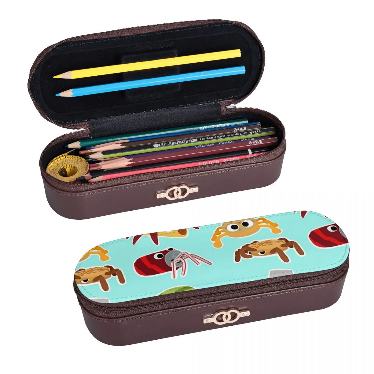 Bugsnax Bug Pack Fan Art Kinda Bug 123 Leather Pencil Cases Pen Holder Storage Stationery Supplies Pen Box Pencil Bag for
