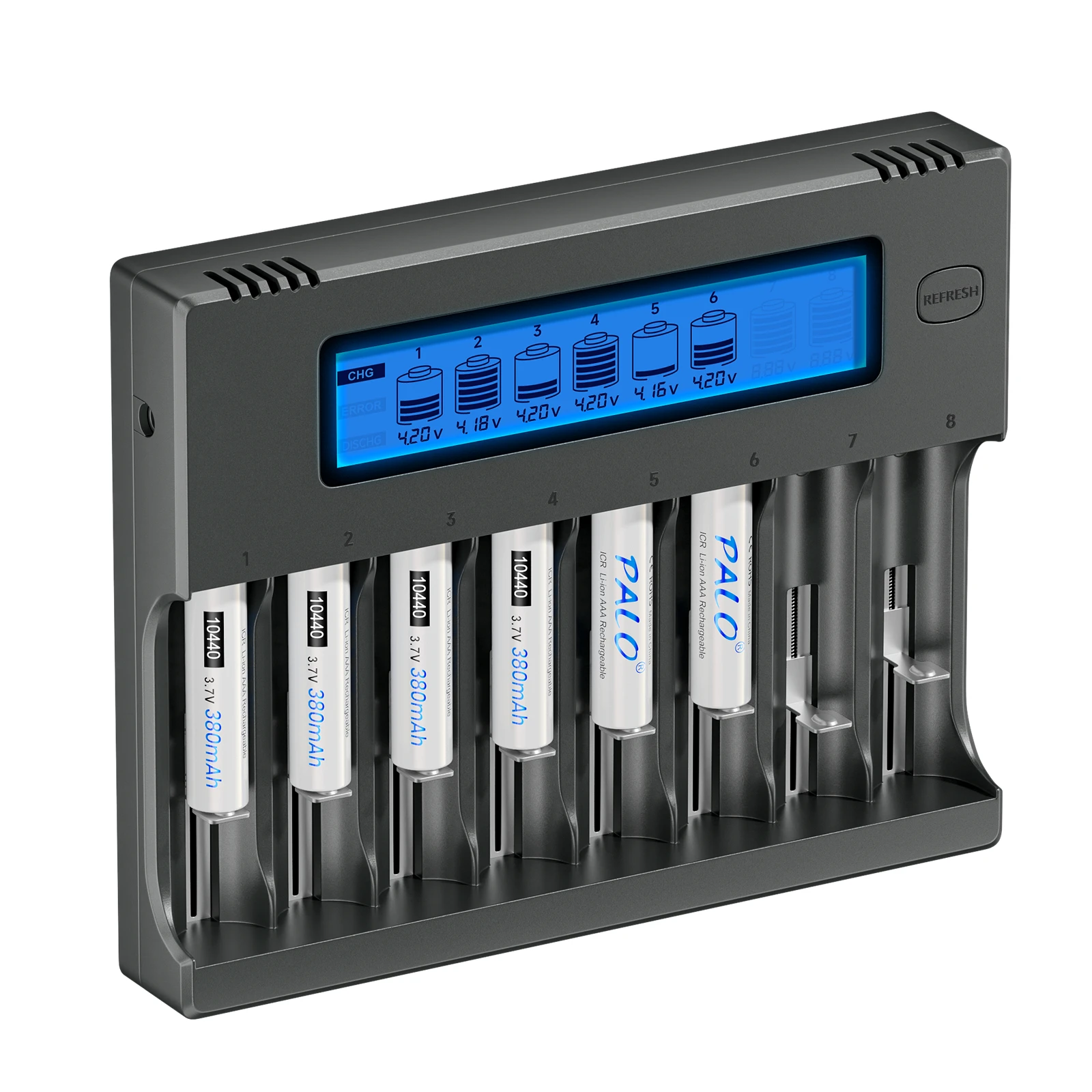 Palo 10440 3.7V Li-ion 10440 AAA 3A ลิเธียมแบตเตอรี่แบบชาร์จไฟได้พร้อมที่ชาร์จอัจฉริยะ LCD สำหรับกล้องไฟฉายการควบคุมระยะไกล