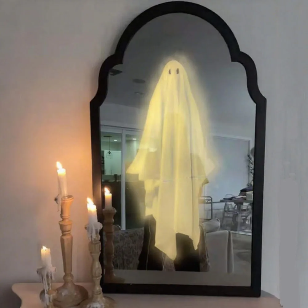 USB Halloween Hologram Ghost Mirror, Spooky Scary Ghosts for Halloween Decor Indoor, Halloween Room Decor