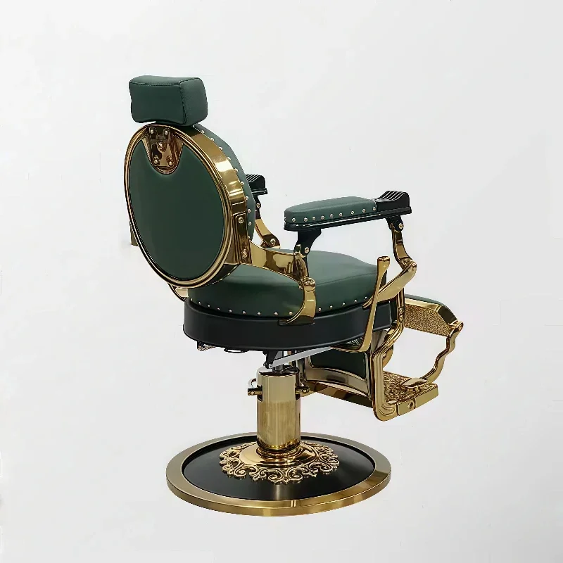

Green Vintage Barber Chair High-end Barber Chair For Hair Salon Krzeslo Silla Barberia Barber Commercial Furniture