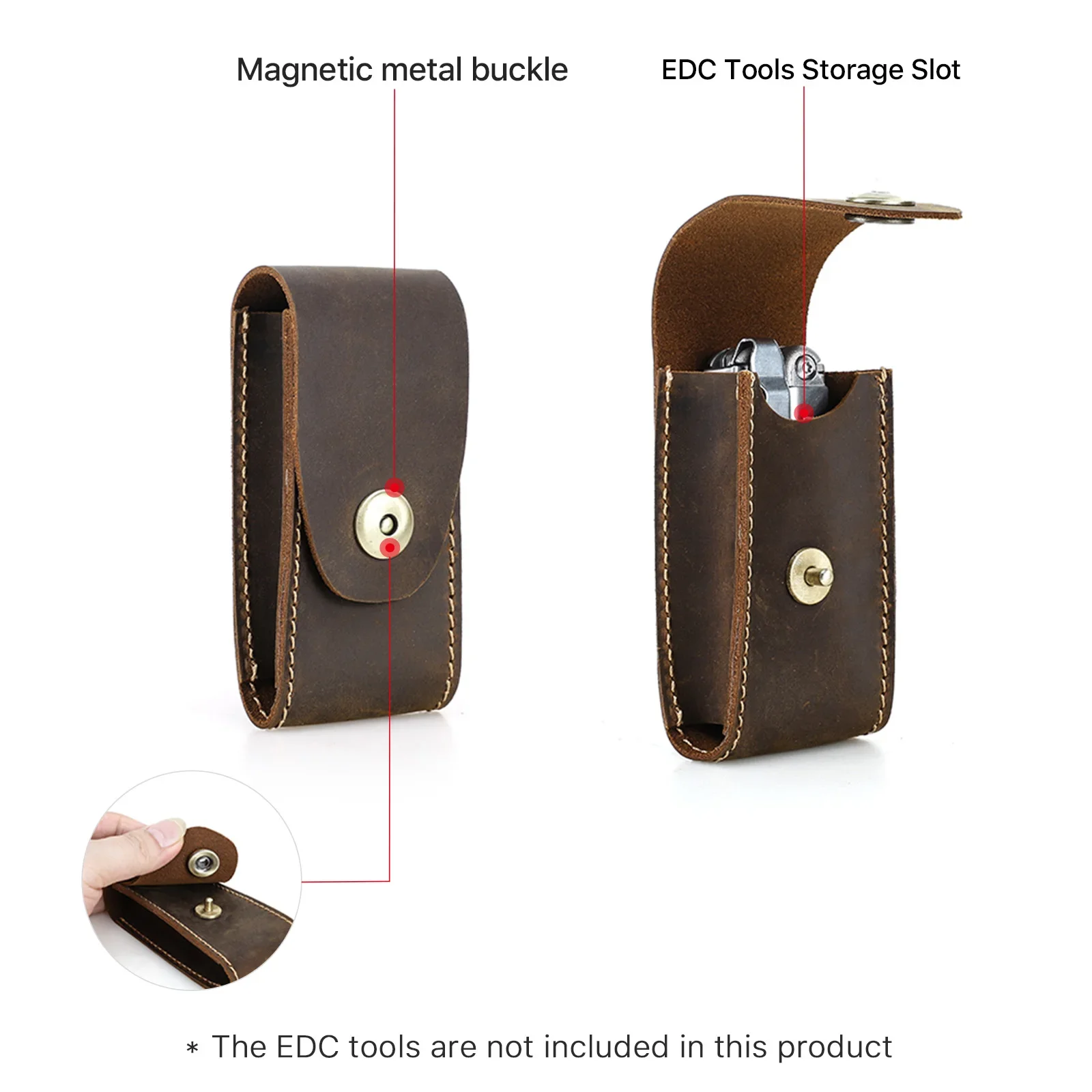 Genuine Leather EDC Organizer Sheath Handmade Tactical Tool Mini Pouch Holster with Belt Clip Storage Bag