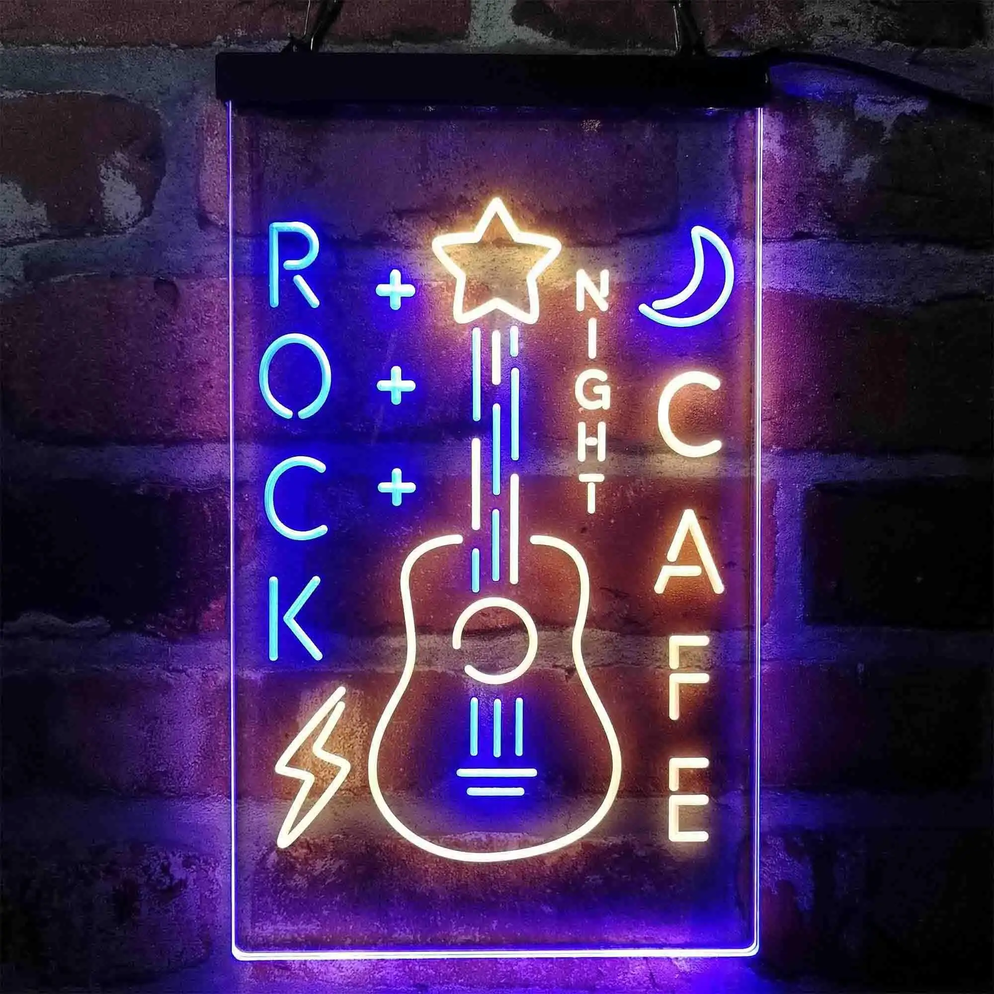 

Rock Night Cafe. with Guitar Performance Dual Color Led Neon Sign st6-i4092