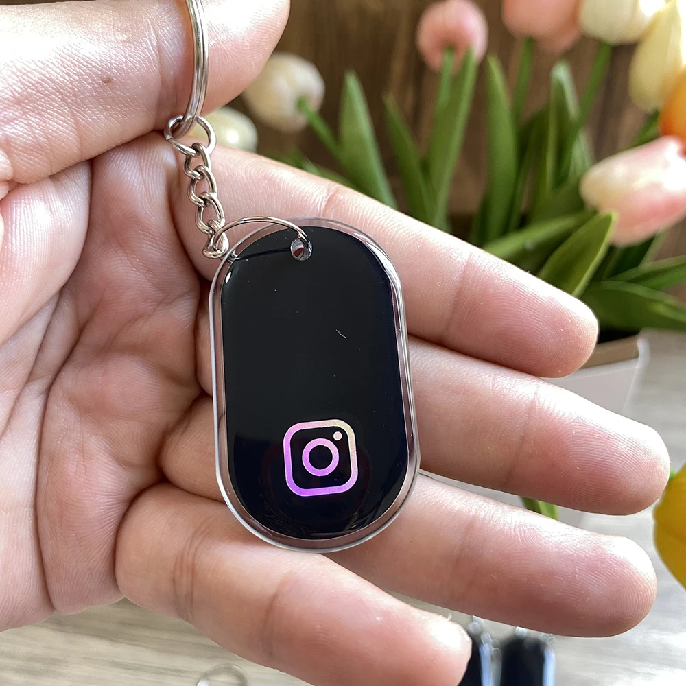 5pcs Instagram Smart NFC keychain WhatsApp Smart NFC keychain for social media Epoxy Tap Card Branding Match to your Business