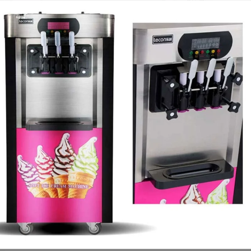 Pink Color Soft Ice Cream Machine Commercial Automatic Ice Cream Makers 110V 220V