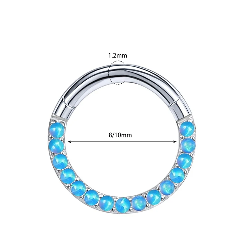 New Titanium 8-10mm Opal Hinged Segment Clicker Ear Cartilage Earrings Helix Lip Piercing Body Jewelry Septum Piercing Nose Ring