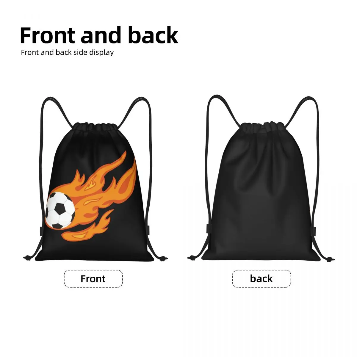 Custom Soccer Fire Football Drawstring Bags for Training Yoga Backpacks Women Men Sports Gym Sackpack