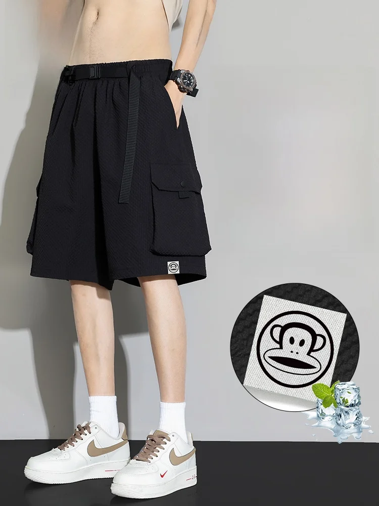 

Мужские летние повседневные брюки Paul Frank Large-Mouth Monkey, свободные рабочие брюки-капри, охлаждающие, свободного кроя, молодежные