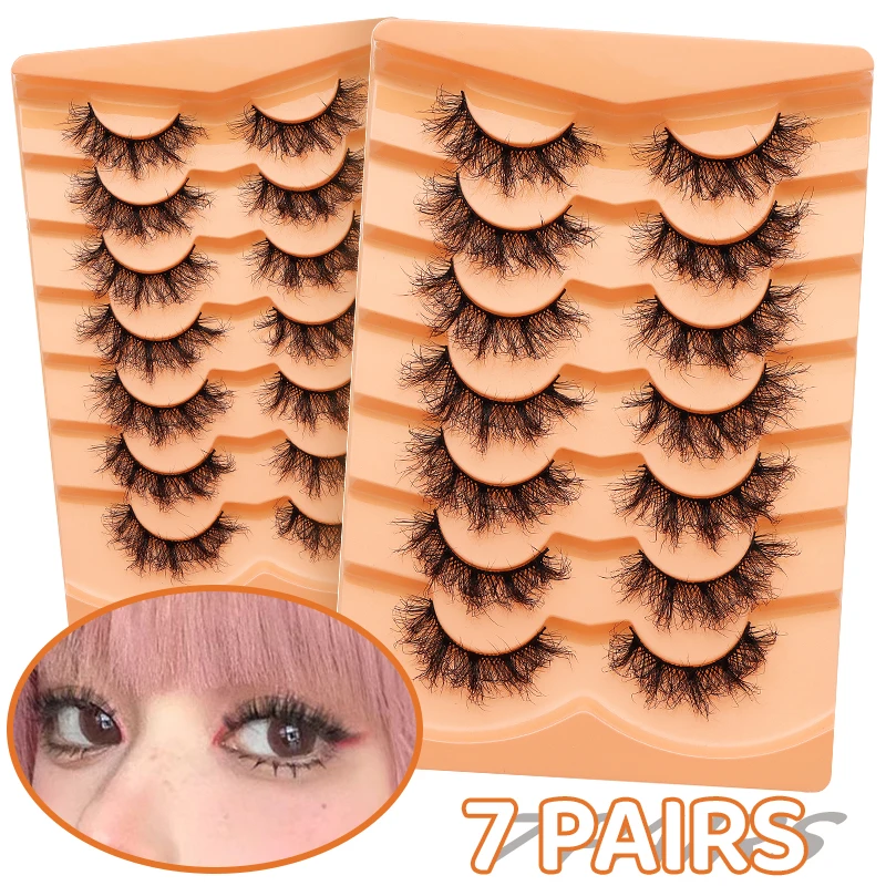 DINGSEN 7 Paar falsche Wimpern, Katzenaugen-Wimpern, Manga-Wimpern, künstliche Nerz-Wimpern, natürliche, lange, geflügelte End-Augen-längige Wimpern – Detail 4