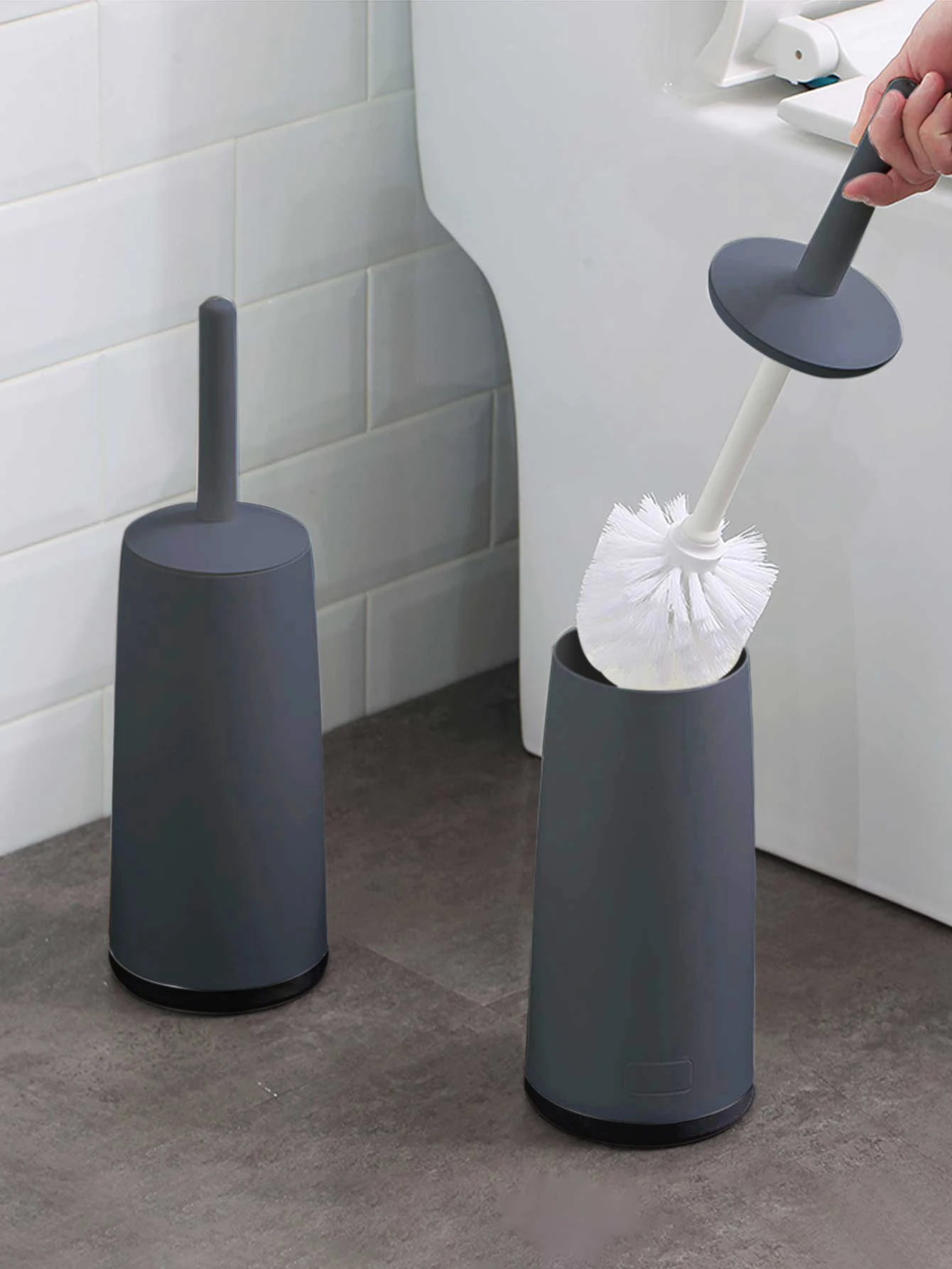 WORTHBUY Scopino per WC in plastica con Base in piedi manico lungo spazzola per la pulizia della toilette per accessori per il bagno WC strumenti per la pulizia