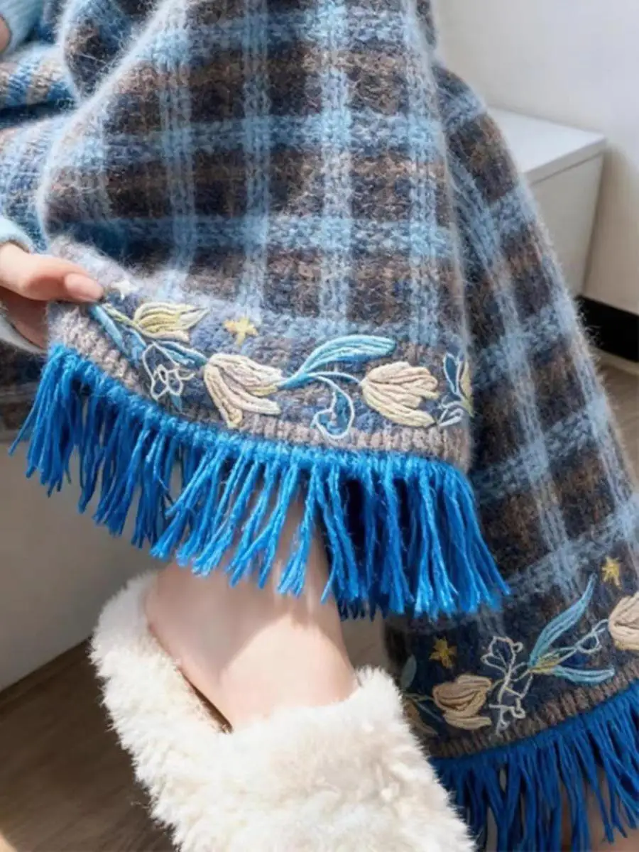 

Новые китайские трикотажные широкие повседневные брюки с цветочной вышивкой и высокой талией, прямой крой, женские брюки с традиционным рисунком