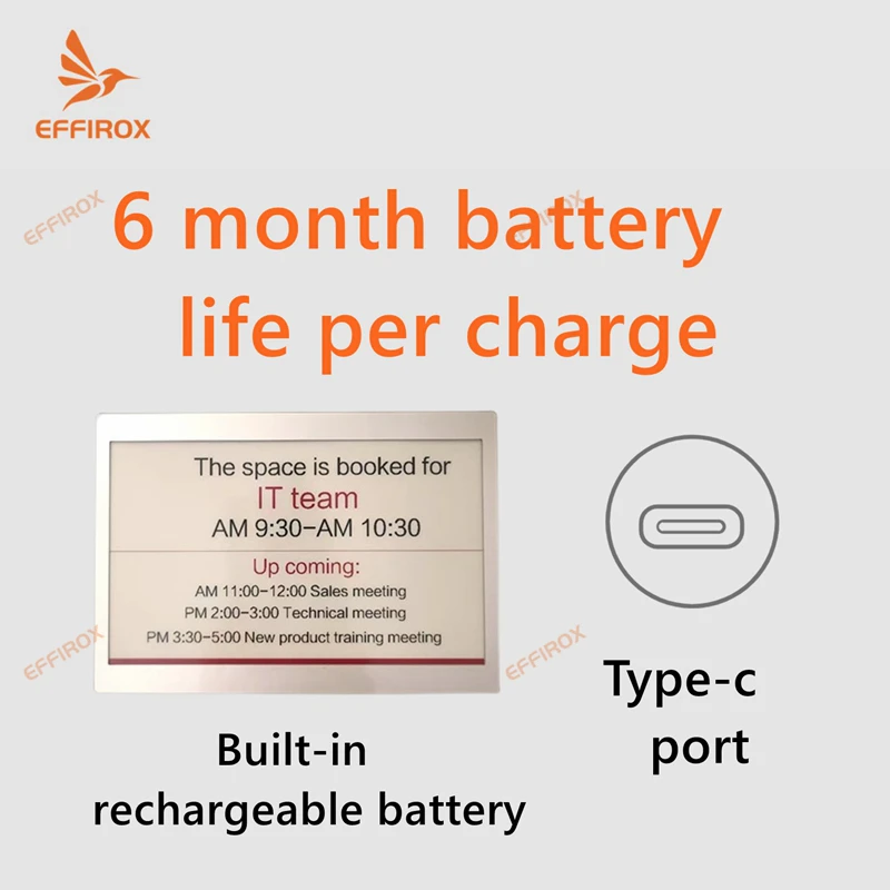 7,4 inch digitale kamersignage elektronische vergaderruimte teken e-inkt wifi display epaper kamer display eink vergaderruimte wifi