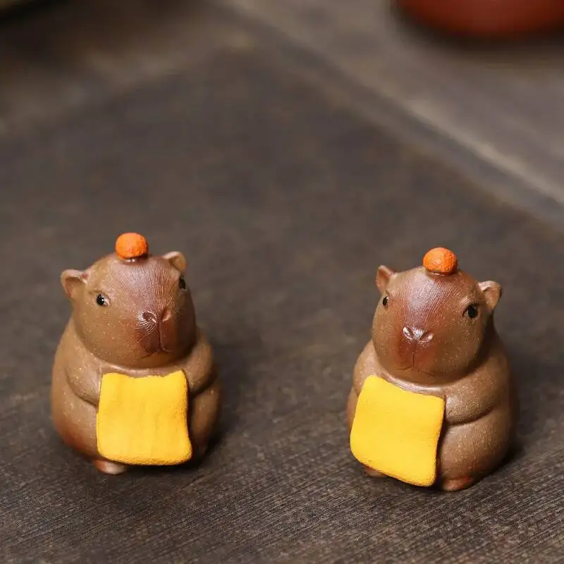 Yixing Zisha Tea Pet Animal Capybara Healing Cute Adorable Bathing Capybara Small Ornament Desktop Decoration