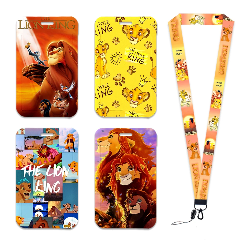 Disney The Lion King Simba Neck Strap Lanyard para meninos, tampa do cartão, porta-crachá dos desenhos animados, cartão de identificação, corda pendurar, presente para estudantes