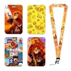 Disney-correa para el cuello del Rey León Simba para niños, funda de tarjeta de Anime, soporte de insignia de dibujos animados, tarjeta de identificación, cuerda colgante para estudiantes, regalo