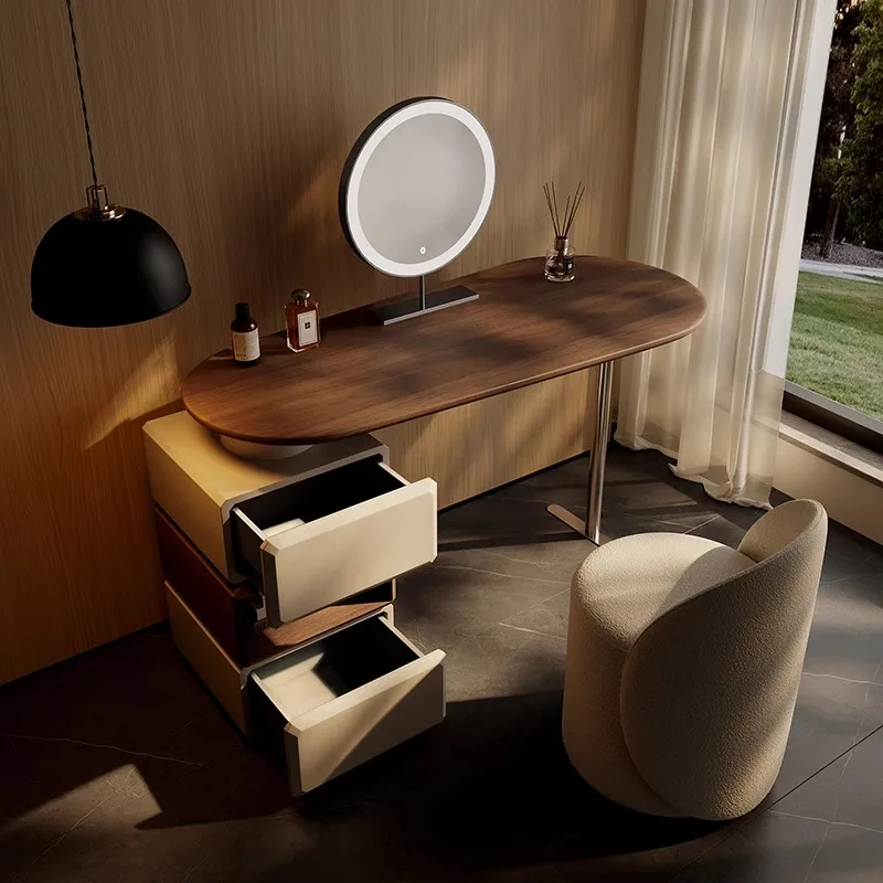Luxury illuminated makeup dressing table with mirror dressers for adult bedroom vanity desk with light mirror with seat Modern