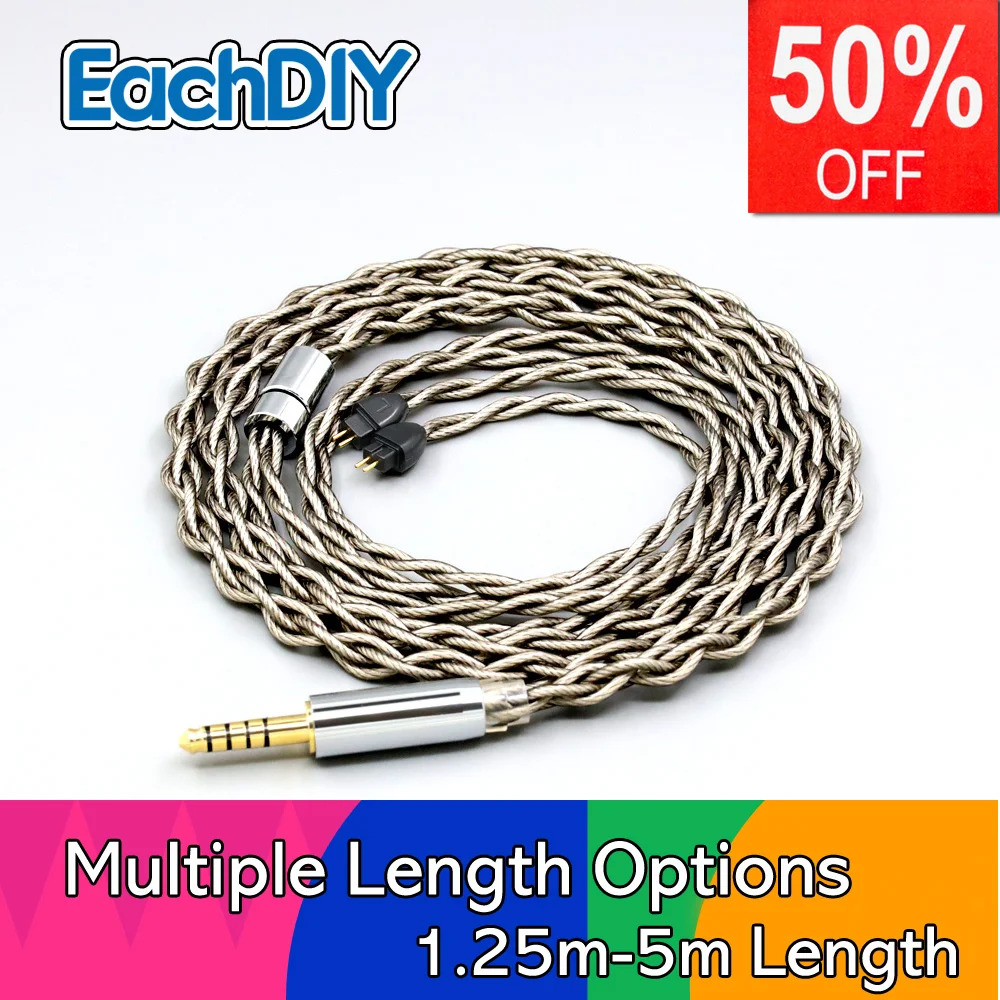 

99% Pure Silver + Graphene Silver Plated Shield Earphone Cable For HiFiMan RE2000 Topology Diaphragm Dynamic Driver LN007930