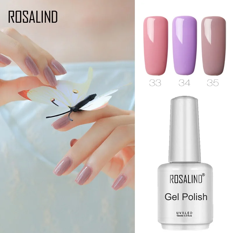 

ROSALIND 15ml White Bottle Gel Nail Polish Semi Permanent Need Base Top Coat Hybrid Varnish UV/LED Lamp For Nail Art Design