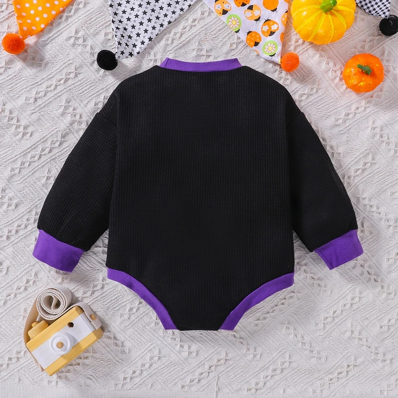 

Infant Bodysuit Pumpkin Patch Pumpkin Face Print Contrast Short Sleeve Round Neck Snap Closure