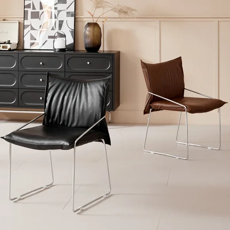 Italian Minimalist Dining Stool Light Luxury Back Chair for Bedroom Comfortable Office Chair for Casual Sitting & Lounge Areas image 2