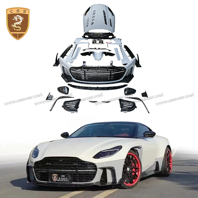 Para Aston Martin DB11 MSY estilo coche parachoques trasero delantero capó del motor alerón guardabarros bengalas ala trasera Spolier kits de carrocería de ajuste ancho