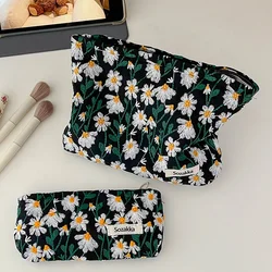 Bolsa de maquillaje de lona para mujer, neceser grande de viaje, Color sólido, con cremallera, estuche de almacenamiento